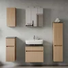 Wohnen Glasmöbel*Badmöbel Komplettset in Eiche Hell - Leitha (fünfteilig)