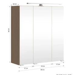 Wohnen Glasmöbel*Badmöbel Komplettset in Eiche Hell - Leitha (fünfteilig)