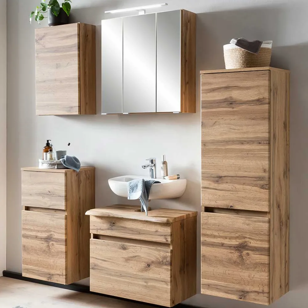 Wohnen Badezimmer Komplett*Badmöbel Komplettset in Touchwood - Drumias (fünfteilig)