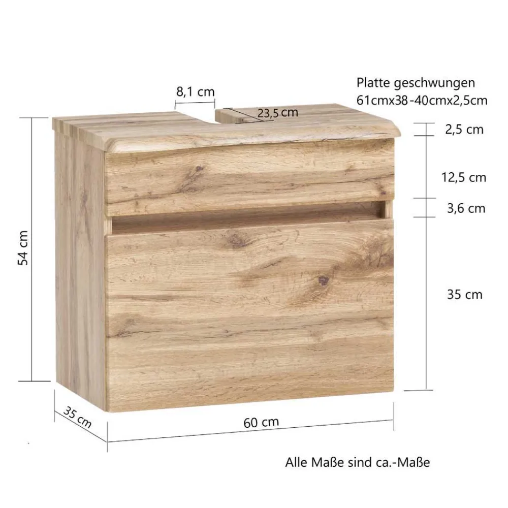 Wohnen Badezimmer Komplett*Badmöbel Komplettset in Touchwood - Drumias (fünfteilig)