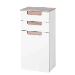 Wohnen Badmöbel Komplettset Tymos in Eiche Weiß (fünfteilig)