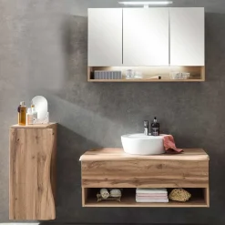 Wohnen Glasmöbel*Badmöbel mit Baumkante Optik Set - Tofias (dreiteilig)