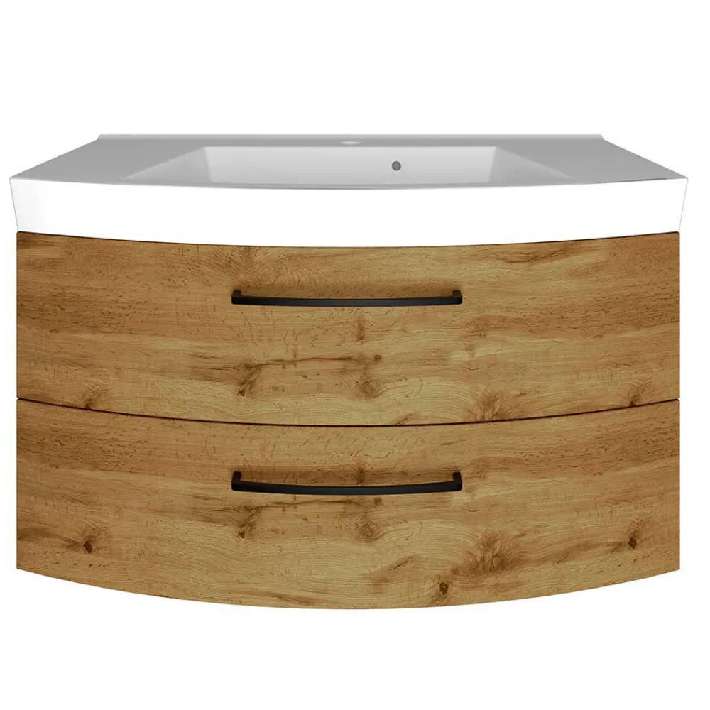 Wohnen Glasmöbel|Badezimmer Komplett*Badmöbel Programm Wildeiche - Arazony (fünfteilig)