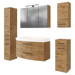 Wohnen Glasmöbel|Badezimmer Komplett*Badmöbel Programm Wildeiche - Arazony (fünfteilig)