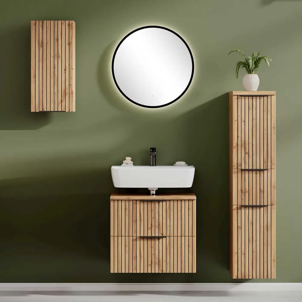 Wohnen Badmöbel Schränke & Spiegel Set - Crystoga (vierteilig)