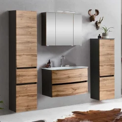Wohnen Badezimmer Komplett*Badmöbel Serie Möbelset zweifarbig - Vandija (vierteilig)