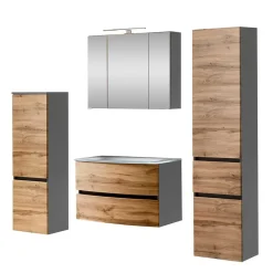 Wohnen Badezimmer Komplett*Badmöbel Serie Möbelset zweifarbig - Vandija (vierteilig)