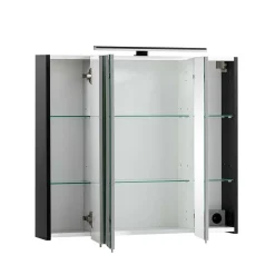 Wohnen Badezimmer Komplett*Badmöbel Set in Schwarz - Riguna (dreiteilig)