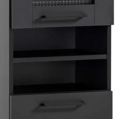 Wohnen Badezimmer Komplett*Badmöbel Set in Schwarz - Riguna (dreiteilig)