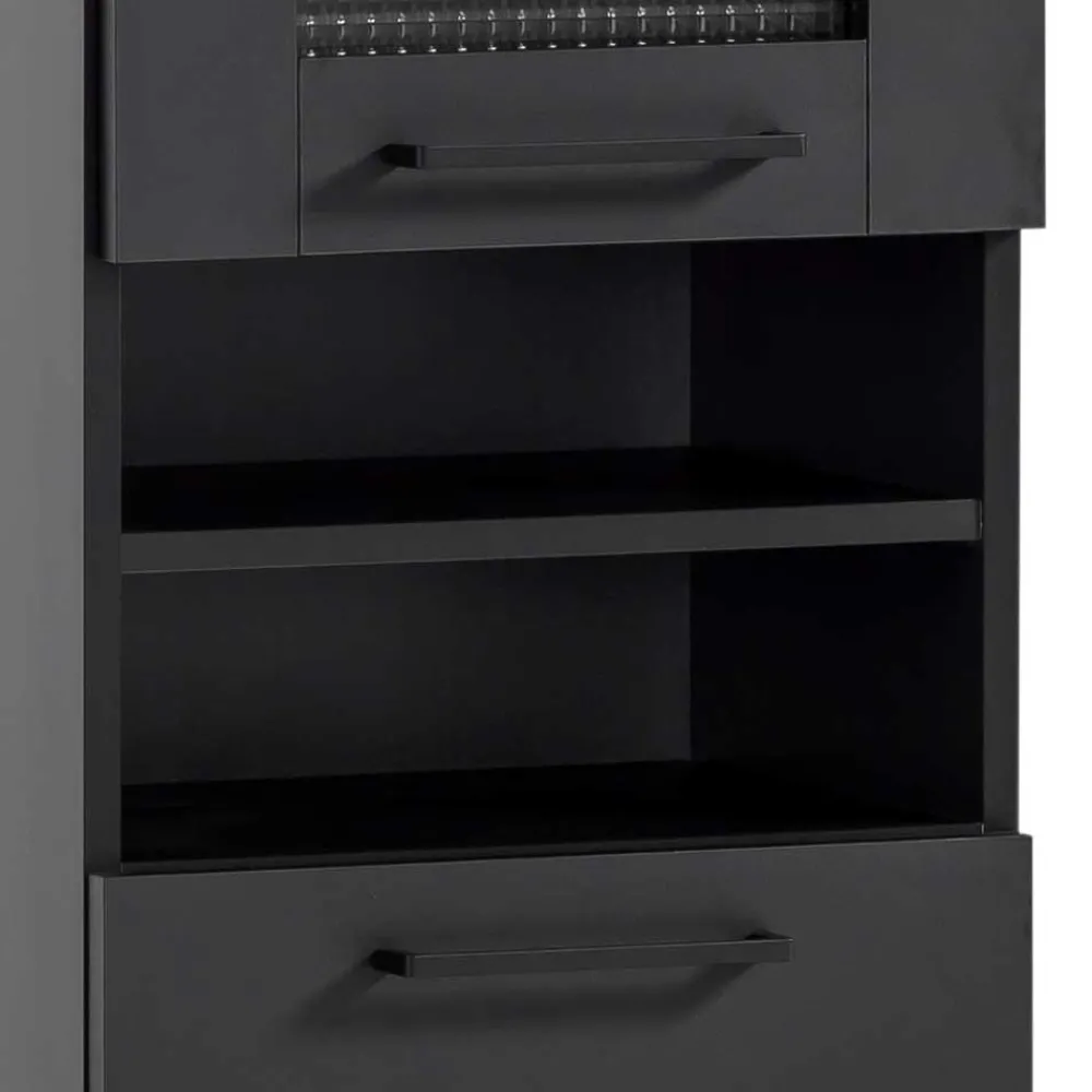 Wohnen Badezimmer Komplett*Badmöbel Set in Schwarz - Riguna (dreiteilig)