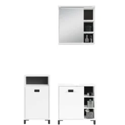 Wohnen Badezimmer Komplett*Badmöbel Set in Weiß Schwarz - Envaton (dreiteilig)