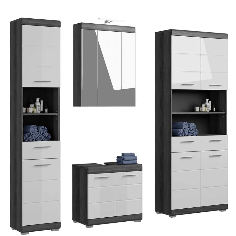 Wohnen Badezimmer Komplett*Badmöbel Set mit hohen Schränken - Nancys (vierteilig)