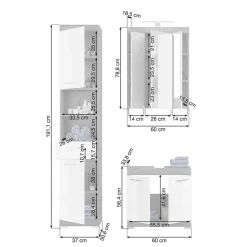 Wohnen Badezimmer Komplett*Badmöbel Set mit hohen Schränken - Nancys (vierteilig)
