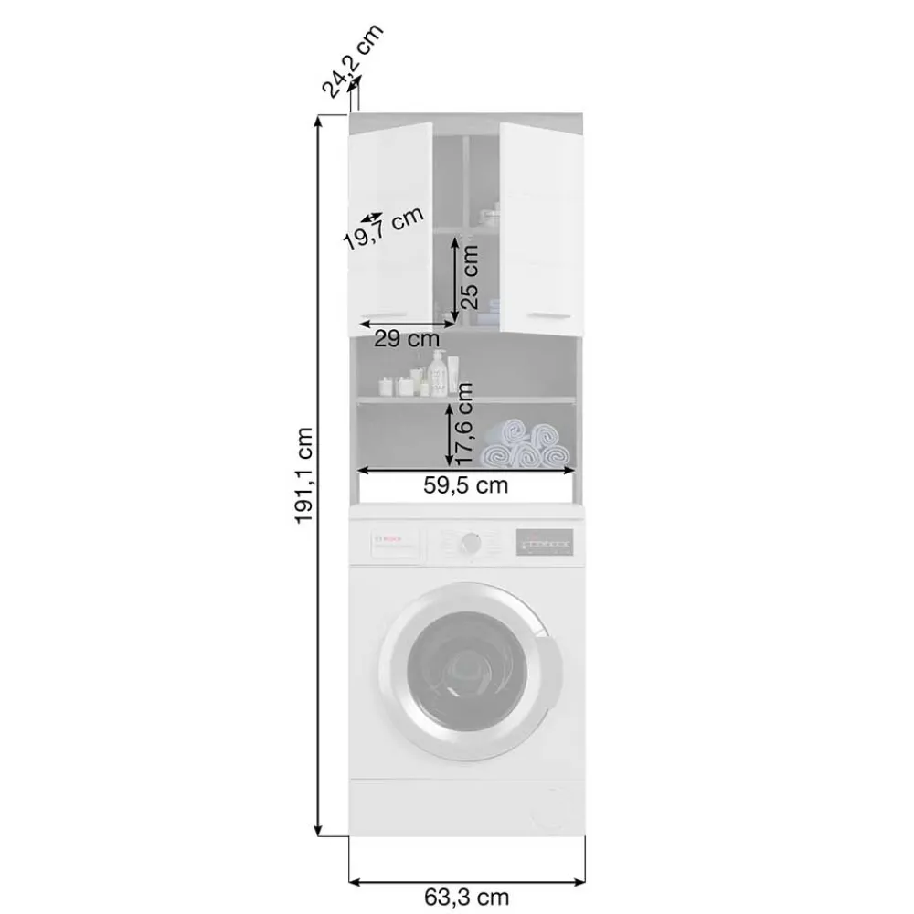 Wohnen Badmöbel Set mit Waschmaschinenschrank - Nancys (vierteilig)