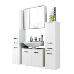 Wohnen Badmöbel Set Sagunis in Hochglanz Weiß (vierteilig)