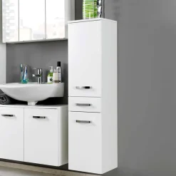 Wohnen Badmöbel Set Sagunis in Hochglanz Weiß (vierteilig)