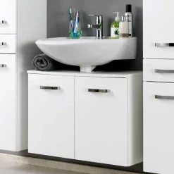 Wohnen Badmöbel Set Sagunis in Hochglanz Weiß (vierteilig)