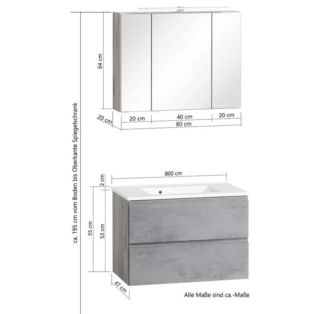 Wohnen Badezimmer Komplett*Badmöbel Set zweifarbig - Eight (dreiteilig)
