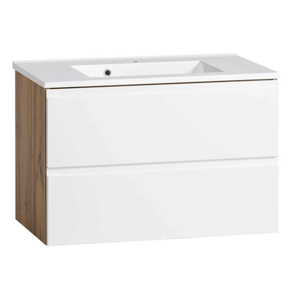 Wohnen Badezimmer Komplett*Badmöbel Set zweifarbig - Eight (dreiteilig)