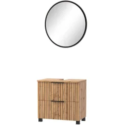 Wohnen Badmöbel Waschtisch Kombi mit LED Spiegel - Crystoga (zweiteilig)