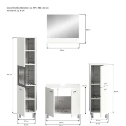 Wohnen Badmöbel-Kombi in Weiß - Harmone (vierteilig)