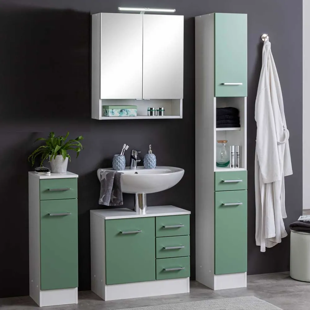 Wohnen Badmöbelprogramm Set in Grün - Loenixa (vierteilig)
