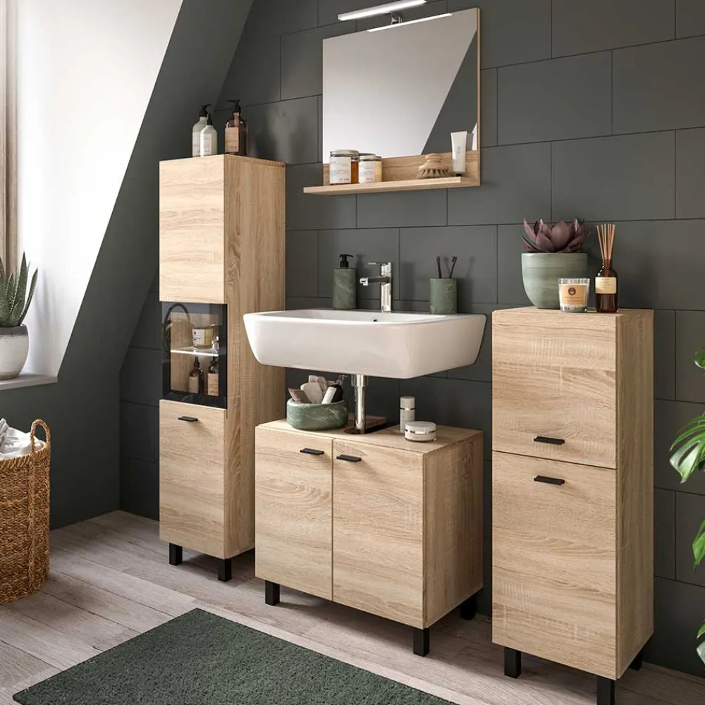 Wohnen Badezimmer Komplett*Badmöbelset komplett - Hoxtona (vierteilig)