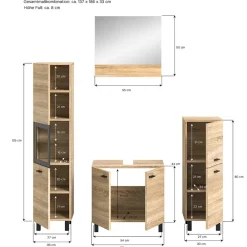 Wohnen Badezimmer Komplett*Badmöbelset komplett - Hoxtona (vierteilig)
