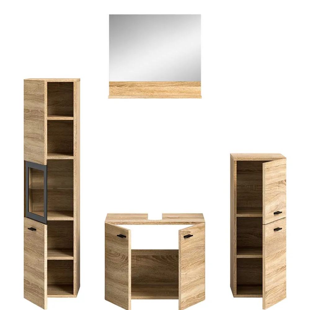 Wohnen Badezimmer Komplett*Badmöbelset komplett - Hoxtona (vierteilig)