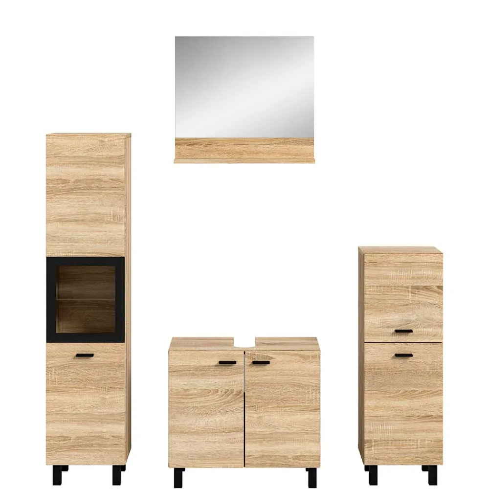 Wohnen Badezimmer Komplett*Badmöbelset komplett - Hoxtona (vierteilig)