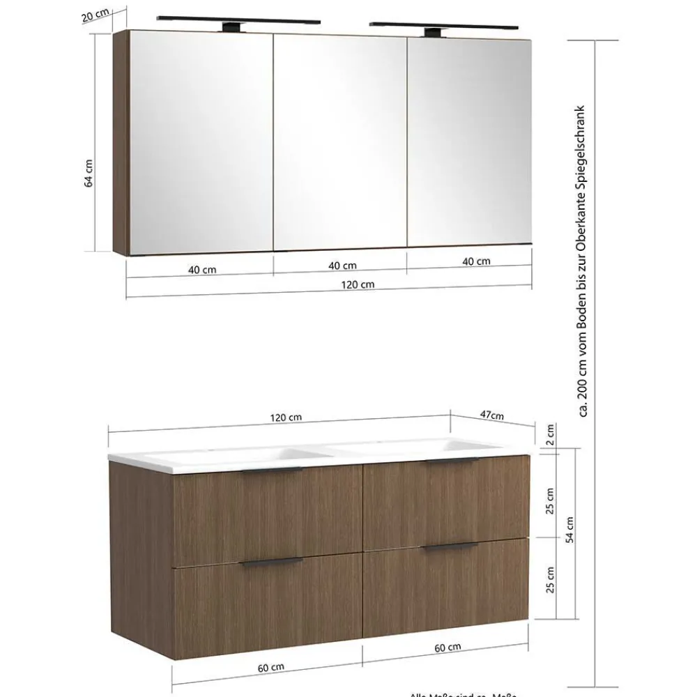 Wohnen Badmöbel-Set mit zwei Becken modern - Ucaida (vierteilig)
