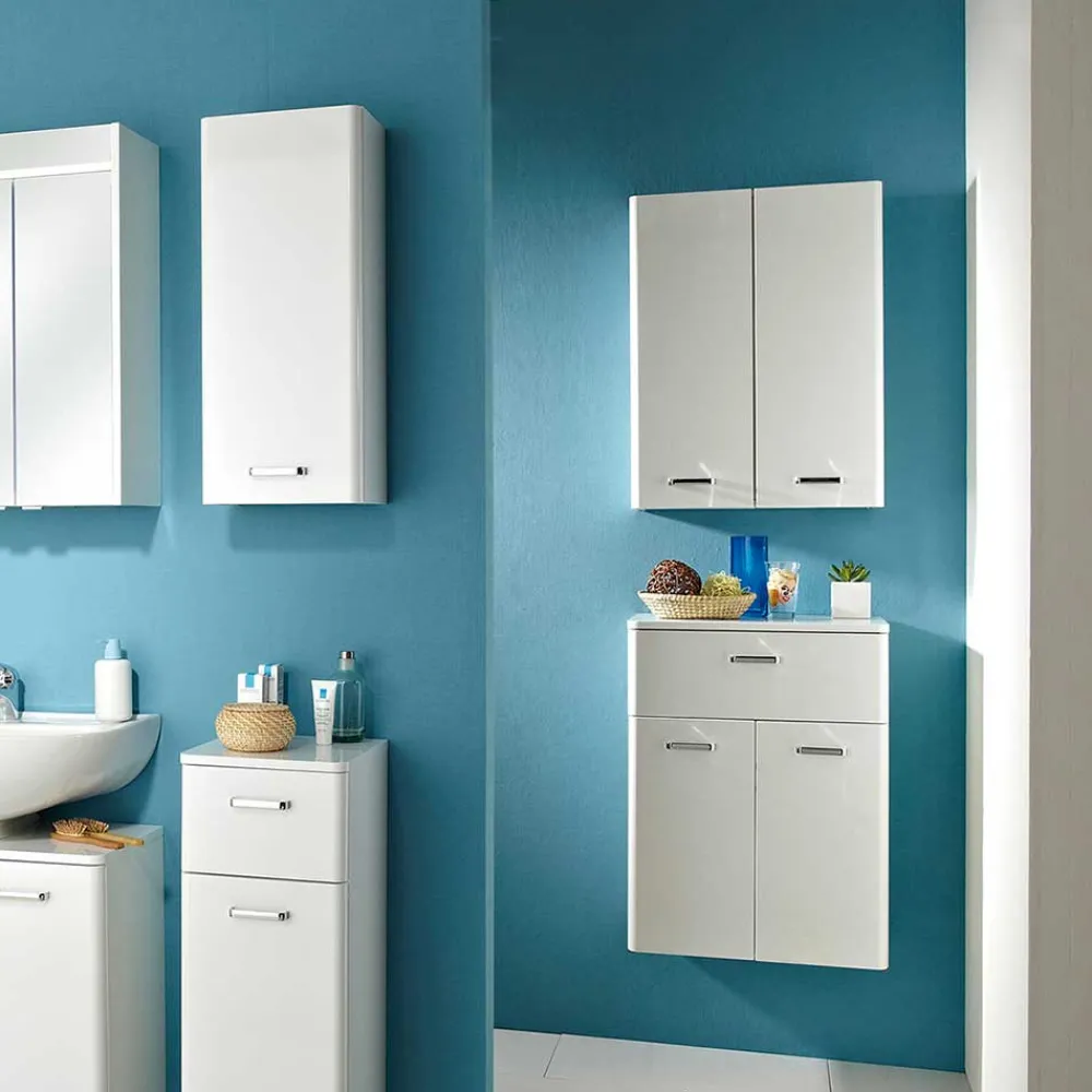 Wohnen Weiße Möbel|Badschränke*Bad-Oberschrank mit Doppeltür - Yennja