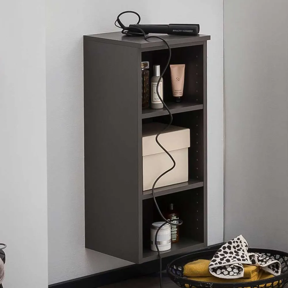 Wohnen Badregal mit 3 Fächern in Dunkelgrau - Breznia