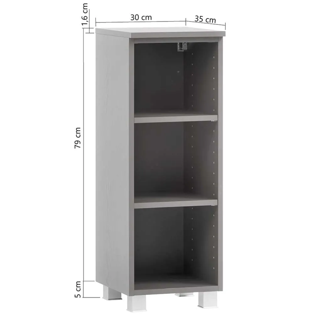 Wohnen Badregal mit 3 Fächern in Dunkelgrau - Breznia
