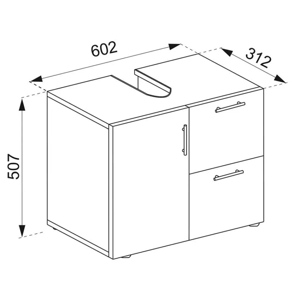 Wohnen Badschrank fürs Waschbecken in Weiß - Sua