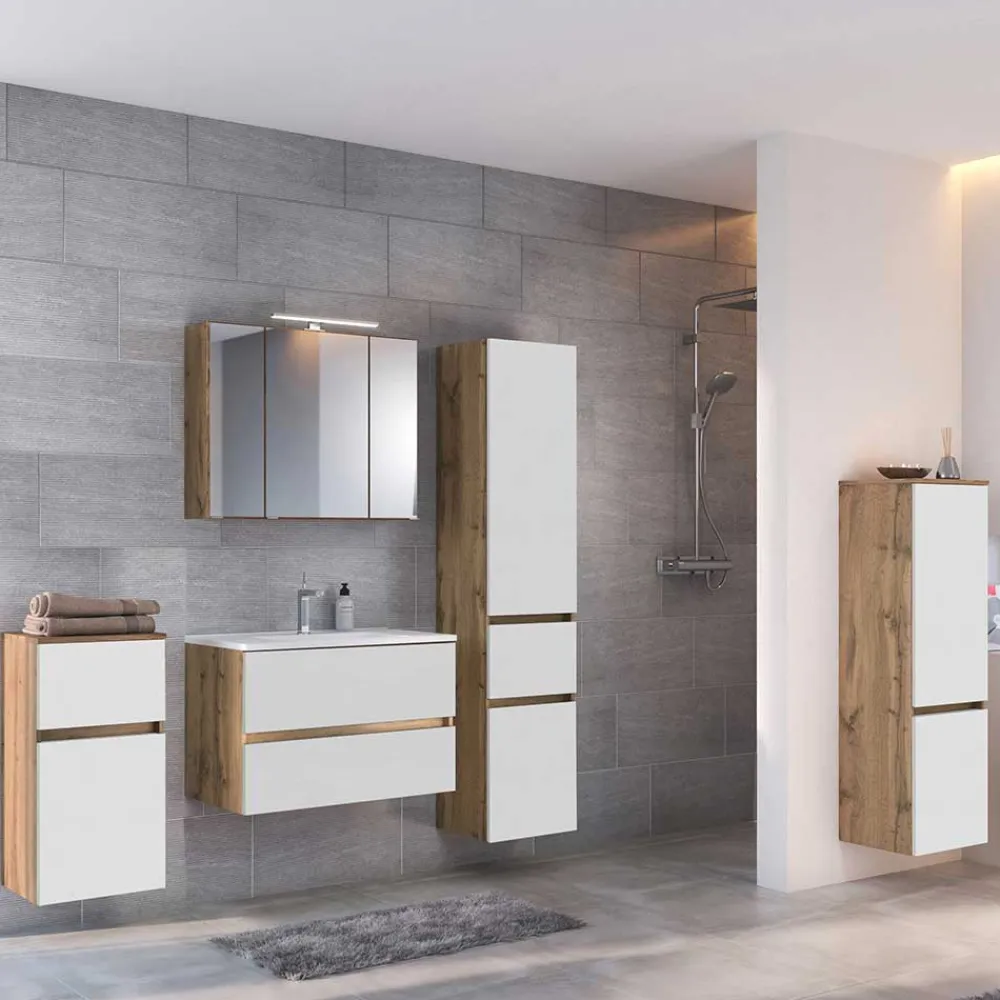 Wohnen Badezimmer Komplett*Badschrank Set komplett - Maklesa (fünfteilig)