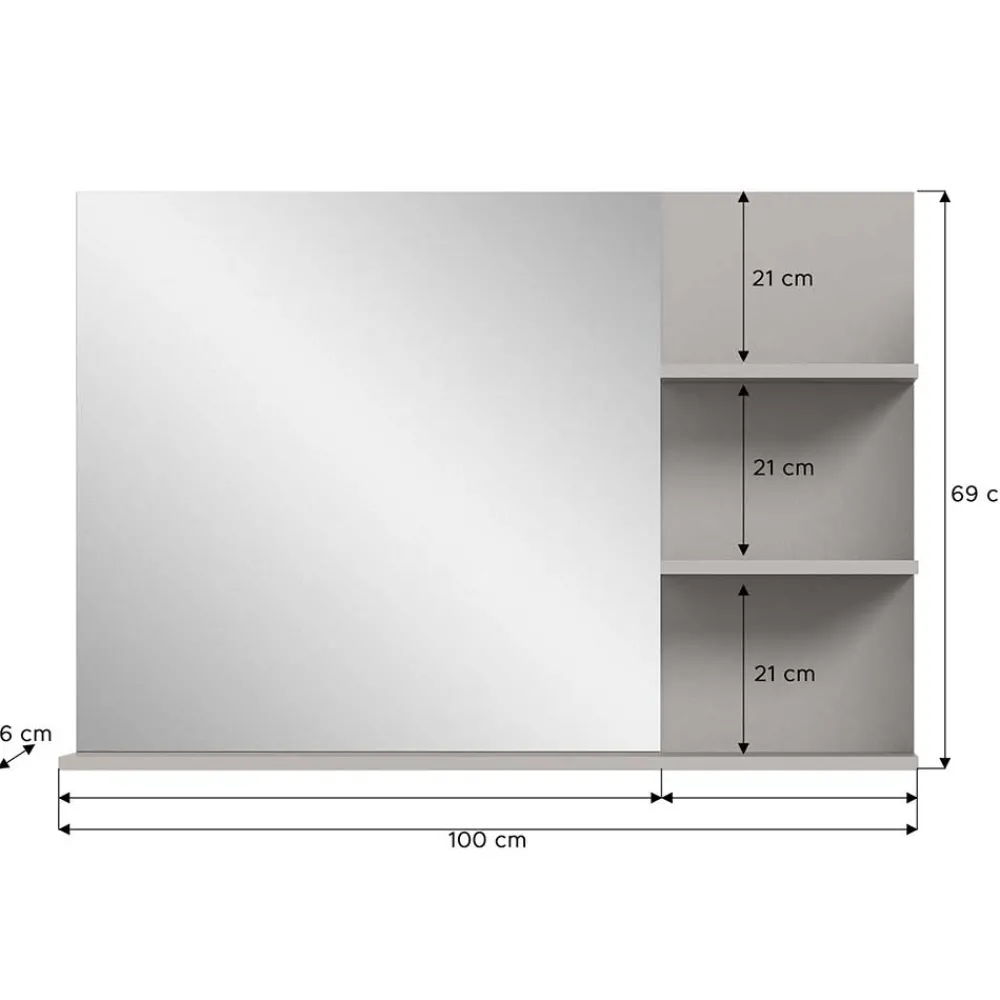 Wohnen Badspiegel in Grau mit Ablagen - Racapulco