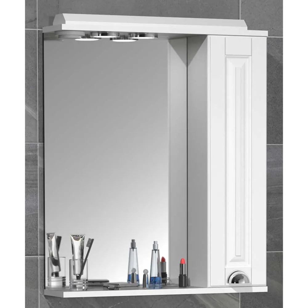 Wohnen Badspiegel mit Seitenschrank in Weiß - Akira