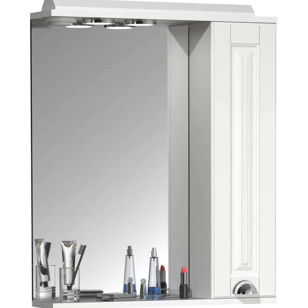 Wohnen Badspiegel mit Seitenschrank in Weiß - Akira