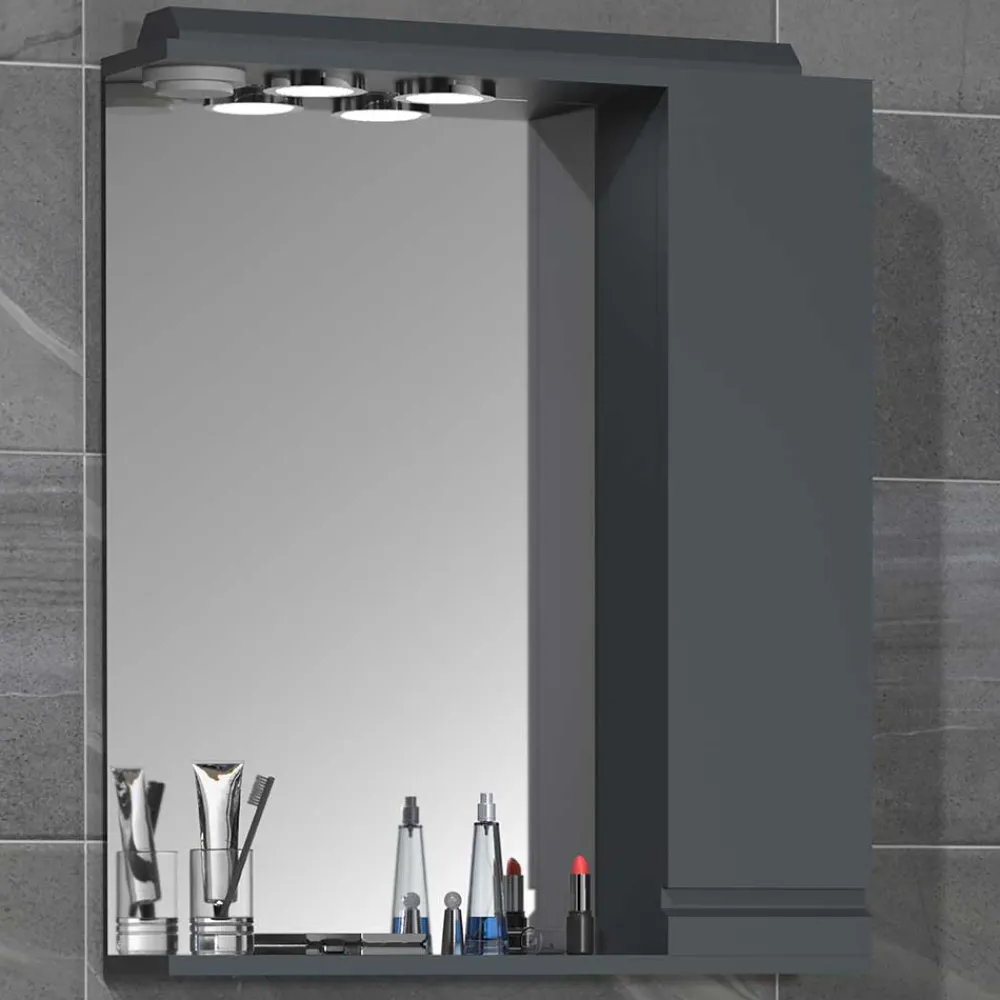 Wohnen Bad-Spiegelschränke*Badspiegel mit Seitenschrank & Ablage & LED Licht - Idamoro