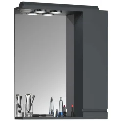 Wohnen Bad-Spiegelschränke*Badspiegel mit Seitenschrank & Ablage & LED Licht - Idamoro