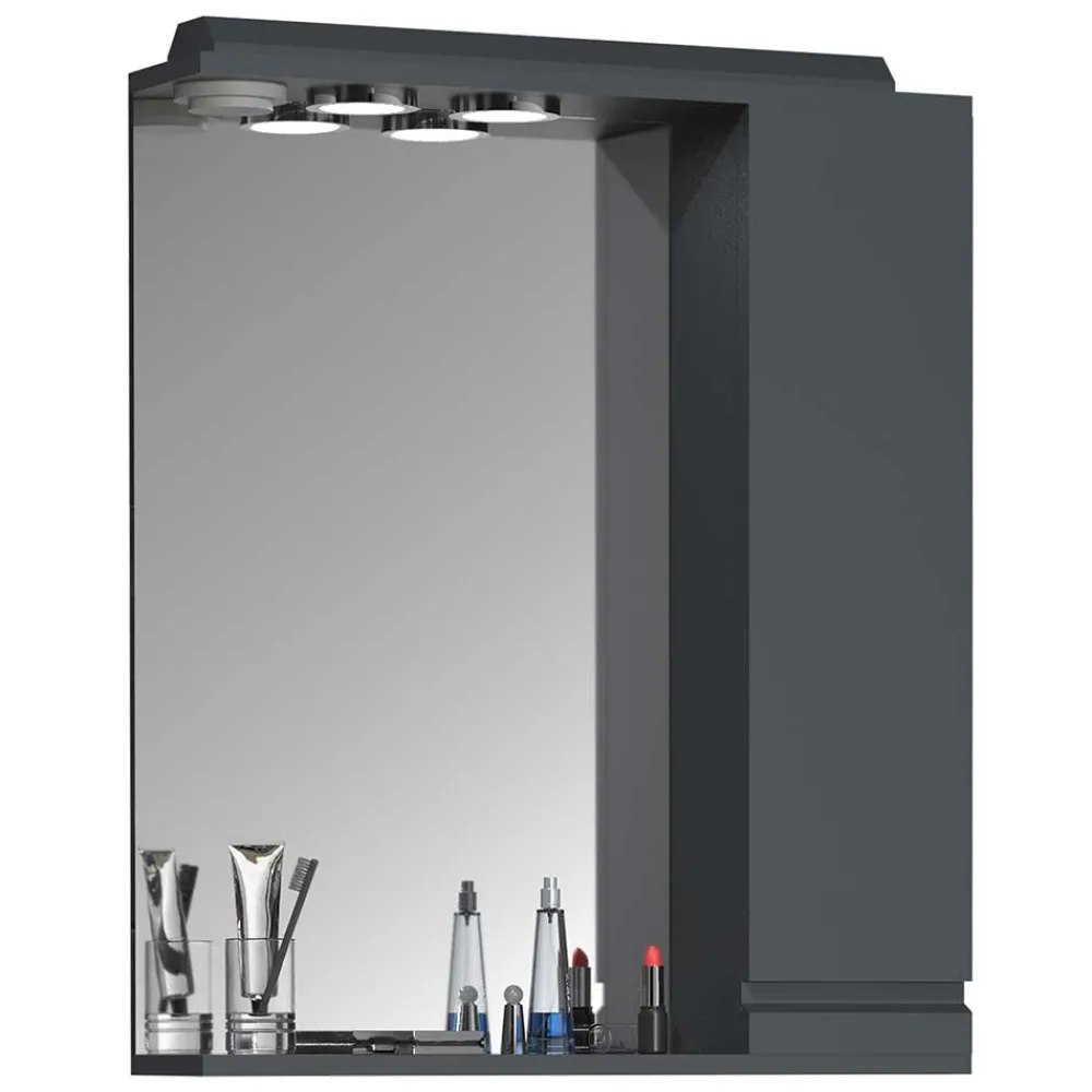 Wohnen Bad-Spiegelschränke*Badspiegel mit Seitenschrank & Ablage & LED Licht - Idamoro