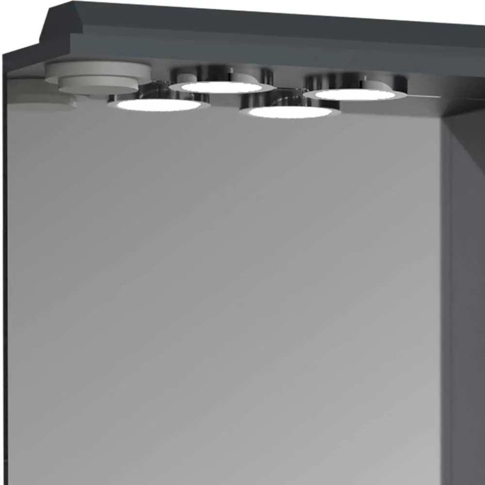 Wohnen Bad-Spiegelschränke*Badspiegel mit Seitenschrank & Ablage & LED Licht - Idamoro