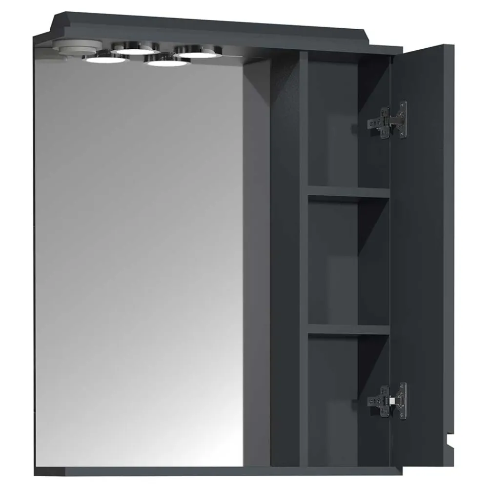 Wohnen Bad-Spiegelschränke*Badspiegel mit Seitenschrank & Ablage & LED Licht - Idamoro