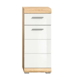 Wohnen Badschränke*Badunterschrank in Weiß HG & Sonoma Eiche - Calbanyara