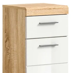 Wohnen Badschränke*Badunterschrank in Weiß HG & Sonoma Eiche - Calbanyara