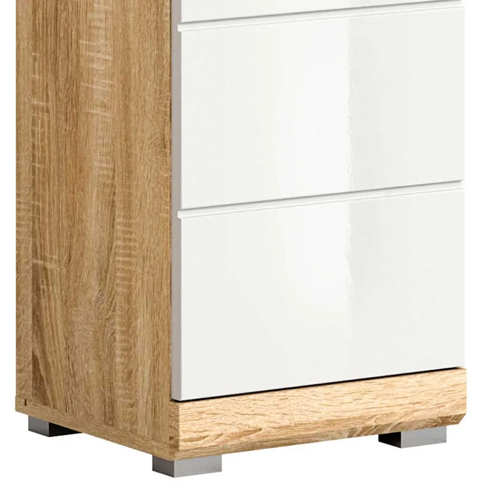 Wohnen Badschränke*Badunterschrank in Weiß HG & Sonoma Eiche - Calbanyara