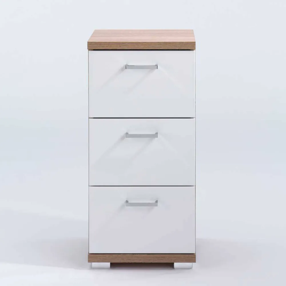 Wohnen Bad-Unterschrank in Weiß und Sonoma Eiche - Faneto