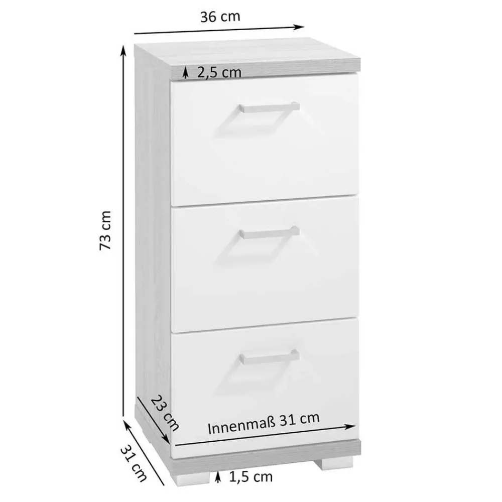 Wohnen Bad-Unterschrank in Weiß und Sonoma Eiche - Faneto