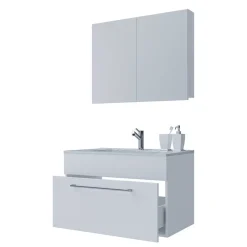 Wohnen Badezimmer Komplett*Bad-Waschplatz für die Wand in Weiß - Ipsum (zweiteilig)